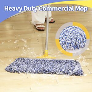 Wajeehaa Commercial Mops for Floor Cleaning, Wet Mop Heavy Duty Cotton Mop with 61" Stainless Steel Handle, 2 Packs