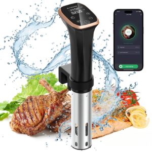 blitzhome sous vide cooker, wifi app/touch control, ipx7 waterproof compact sous vide machine pro, accurate temperature & timer, ultra quiet stainless precision immersion circulator with recipes