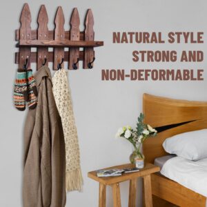 iHangers Coat Rack Wall Mount, Wall Hooks with Shelf, Retro Rustic Fence Style with 5 Hooks for Entryway, Living Room, Bathroom, Bedroom, Kitchen (Burnt wood)