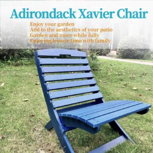 VSMKSJ All-Weather Portable Adirondack Chairs Set of 2,HDPE Plastic Xavier Chair,FirePit Chairs, Navy Blue