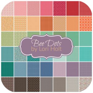 Bee Dots Fat Quarter Bundle (49 Pieces) by Lori Holt for Riley Blake 18 x 21 inches (45.72 cm x 53.34 cm) Fabric cuts DIY Quilt Fabric