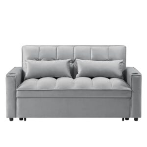 ERYE Oversized Loveseat Sofa Convertible Full Size Sleeper Sofabed,Love Seat Pull Out Sleep Couch Bed with Cupholders,USB Charging Ports and Storage Pockets for Home Apartment Office Living Room