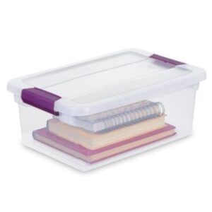 Generic Storage Containers with Secure Lids, Clear Viewing, Stackable Design, 17x11x6.5 inches, Made in the USA, Sweet Plum, 17531712*2