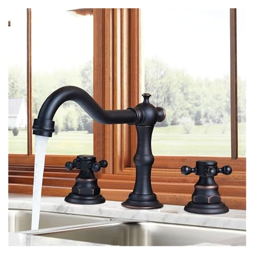 Black Bathtub Swivel Spout Oil Rubbed Black Bronze 3 Pcs Double Handles Bathroom Basin Sink Brass Faucet Mixer Tap,kitchen sink faucet