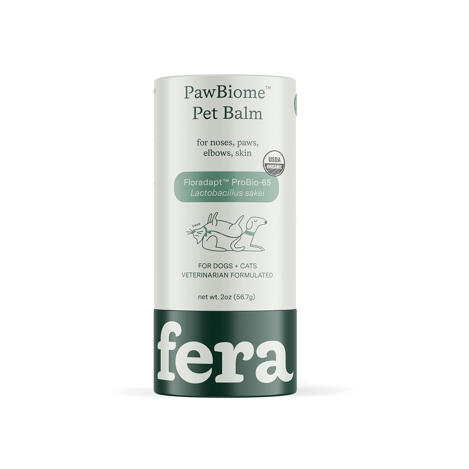 Fera Pet Organics Paw Biome Pet Balm for Dogs & Cats – Vet Created Relief & Nourishment for Nose, Paws, Elbows & Skin – with Organic Beeswax, Neem Oil, Lavender, Calendula & Lactobacillus Sakei – 2oz