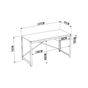 Generic Modern 54-inch Width Computer Desk, Wood Writing Desk Ideal for Home Office | 54"" W x 24"" D x 29.5"" H Wood and Metal Frame Workstation for Small Spaces., Brown, 14055