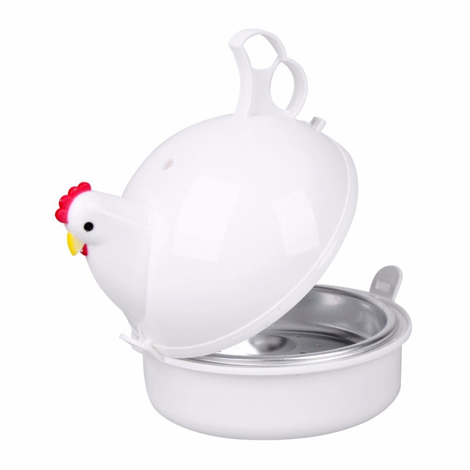 Generic Egg Steamer, Chicken Shape Microwave Egg Maker, Egg Scrambler with 4 Eggs Capacity | Eggs Poaching Tray Gadget, Egg Boiler Steamer Tool for Hard Boiled Eggs Poached Eggs Scrambled Eggs