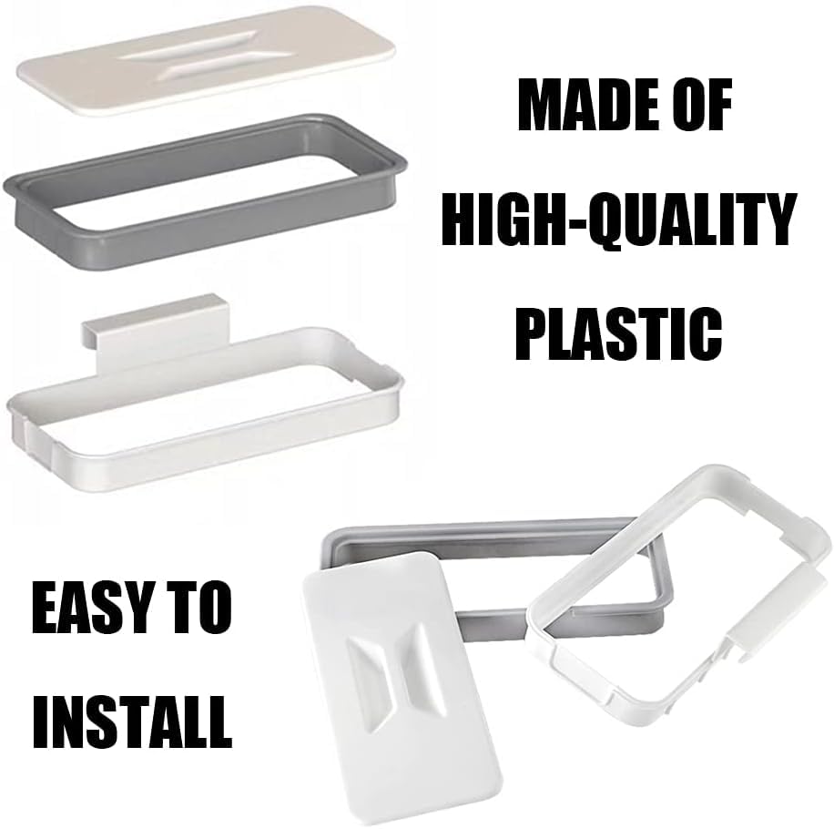 Hanging Trash Bag Holder,Hanging Trash Bag Rack,Garbage Waste Holder with Lid for Kitchen Closet Cupboard Accessory