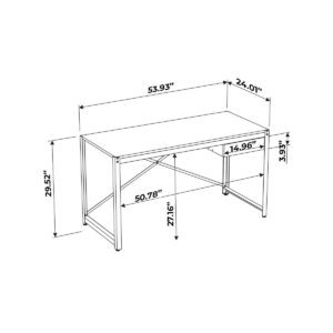 Generic Modern 54-inch Width Computer Desk, Wood Writing Desk Ideal for Home Office | 54"" W x 24"" D x 29.5"" H Wood and Metal Frame Workstation for Small Spaces., Brown, 14055