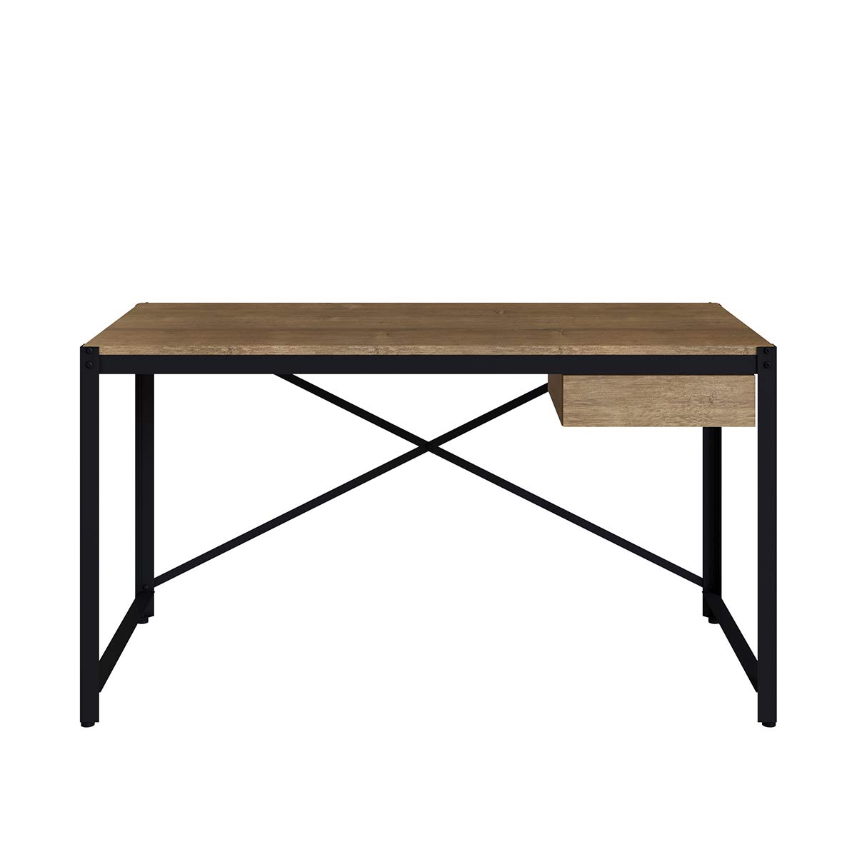 Generic Modern 54-inch Width Computer Desk, Wood Writing Desk Ideal for Home Office | 54"" W x 24"" D x 29.5"" H Wood and Metal Frame Workstation for Small Spaces., Brown, 14055