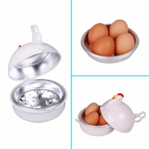 Generic Egg Steamer, Chicken Shape Microwave Egg Maker, Egg Scrambler with 4 Eggs Capacity | Eggs Poaching Tray Gadget, Egg Boiler Steamer Tool for Hard Boiled Eggs Poached Eggs Scrambled Eggs