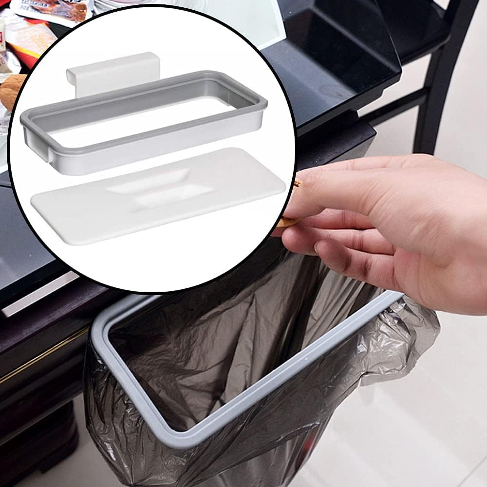 Hanging Trash Bag Holder,Hanging Trash Bag Rack,Garbage Waste Holder with Lid for Kitchen Closet Cupboard Accessory