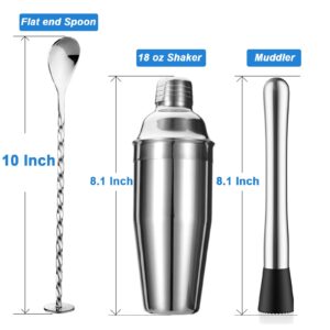 ZPUFAW 5-Piece Cocktail Shaker Set Shaker Strainer Jigger T-Mixing Spoon Muddler Bartender Kit Stainless Steel Bar Set Housewarming Gift