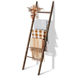 delywh acacia wood blanket ladder, rustic towel quilt throw clothes blanket ladders for the living room, bedroom, nursery stand holder, wooden decorative ladder for blankets rack farmhouse home decor