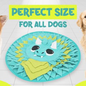 18” Dragon Dog Sniffing Mat - Easy to Clean Fleece Snuffle Mat for Dogs Small - Interactive Dog Toys for Bonding & Fun - Durable Snuffle Mat for Dogs Large Breed - Round Play Mat for Brain Exercise