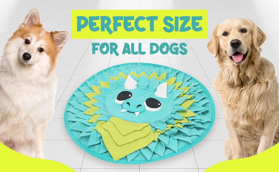 18” Dragon Dog Sniffing Mat - Easy to Clean Fleece Snuffle Mat for Dogs Small - Interactive Dog Toys for Bonding & Fun - Durable Snuffle Mat for Dogs Large Breed - Round Play Mat for Brain Exercise