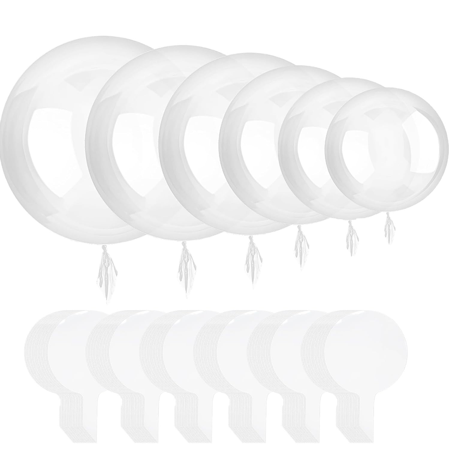 60 Pieces Bobo Balloons, HKYOOD 6 Different Size Clear Bobo Balloons Kit Transparent Balloons Set for Baby Showers Wedding Birthday Christmas Party Decorations - Durable TPU (8/11/18/20/24/36-Inch)