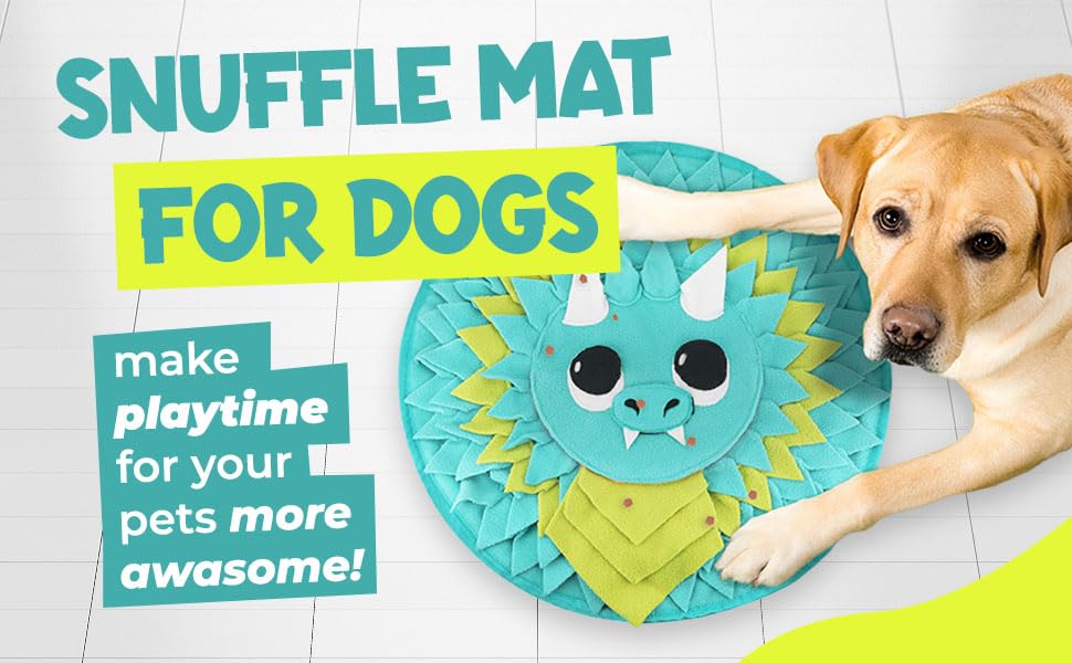 18” Dragon Dog Sniffing Mat - Easy to Clean Fleece Snuffle Mat for Dogs Small - Interactive Dog Toys for Bonding & Fun - Durable Snuffle Mat for Dogs Large Breed - Round Play Mat for Brain Exercise