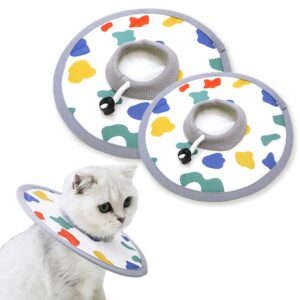 konnfeir cat cone collar 2pcs adjustable protective collar for pet cat recovery collar wound healing (a-milk, s+m)