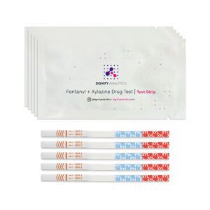 signify analytics xylazine and fentanyl test strip for liquid and powder substances - 5 pack (5 test strips) - fast, easy and simple to use forensic test, white