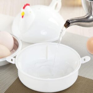 Generic Egg Steamer, Chicken Shape Microwave Egg Maker, Egg Scrambler with 4 Eggs Capacity | Eggs Poaching Tray Gadget, Egg Boiler Steamer Tool for Hard Boiled Eggs Poached Eggs Scrambled Eggs