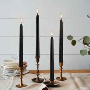 Black Taper Candles - Set of 24 Dripless Candles - 10 inch Tall, 3/4 inch Thick - 7.5 Hour Clean Burning