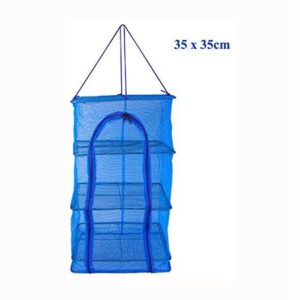 KTELI 2Pcs Foldable 4 Layers Drying Rack for Vegetable Fish Dishes Mesh Hanging Drying Net Hanging,Natural Way to Dry Food, Blue