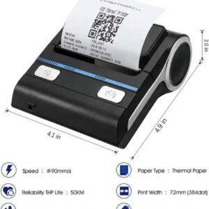 GZGYNADAST 80mm Bluetooth Portable Thermal Receipt Printer,only Compatible with Android/Windows, Can't Support iOS/ipad/MAC,3 inch Ticket Wireless Android Bill Invoice Printer for Small Business