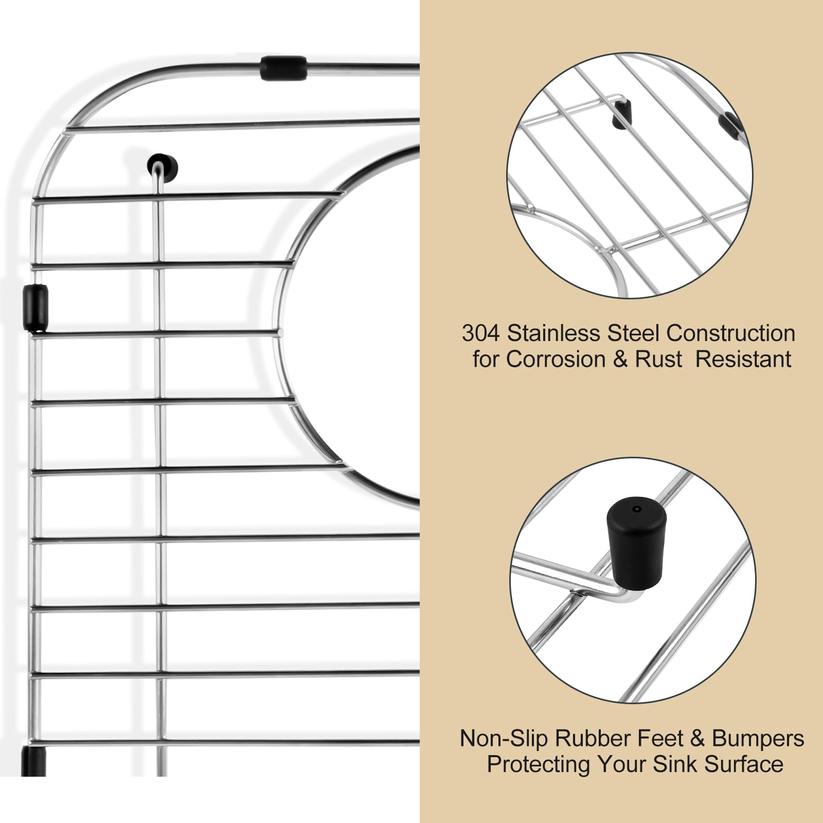 KintKita Sink Rack for Bottom of Sink 13.2"x11.8",2 Pack 304 Stainless Steel Sink Protector for Kitchen Sink with Sink Strainers,Rear Drain Hole Sink Grate for Bottom of Kitchen Sink