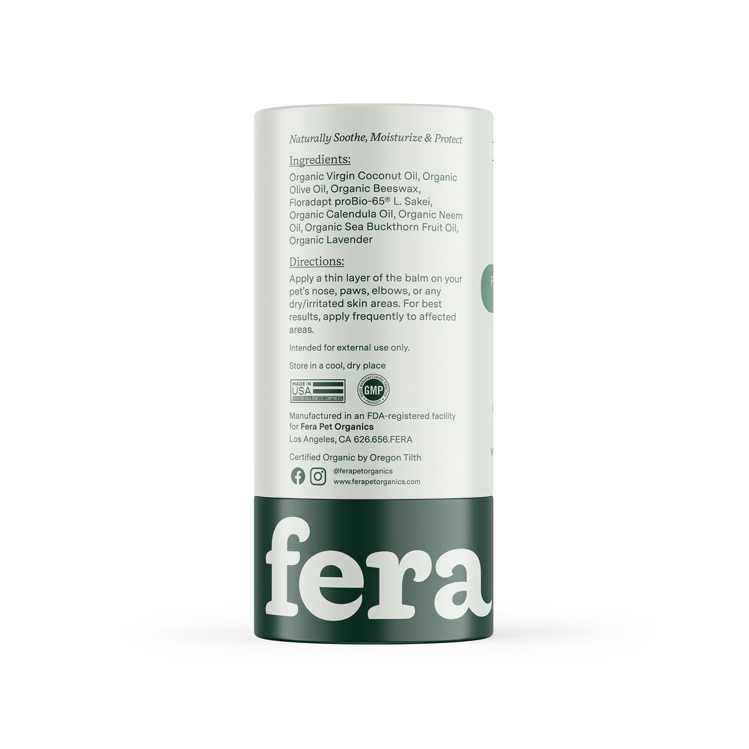 Fera Pet Organics Paw Biome Pet Balm for Dogs & Cats – Vet Created Relief & Nourishment for Nose, Paws, Elbows & Skin – with Organic Beeswax, Neem Oil, Lavender, Calendula & Lactobacillus Sakei – 2oz