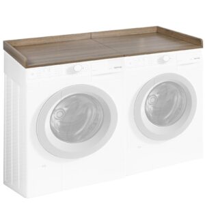 washer dryer countertop, laundry countertop with edge rails, 27.5" depth x 54" washer and dryer covers for the top, for for laundry room organization and storage（knife wood color）