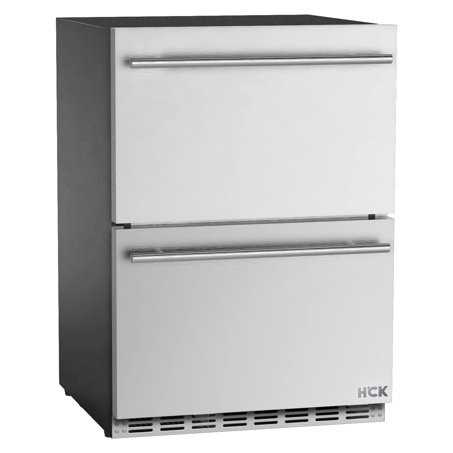 HCK 24 Inch Undercounter Refrigerator - 5.1 Cu.ft. Double Drawer & Dual Zone Stainless Steel Beverage Fridge Cooler for Home and Commercial Use - Indoor/Outdoor