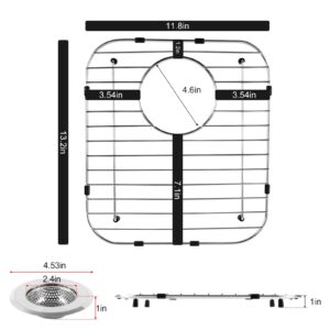 KintKita Sink Rack for Bottom of Sink 13.2"x11.8",2 Pack 304 Stainless Steel Sink Protector for Kitchen Sink with Sink Strainers,Rear Drain Hole Sink Grate for Bottom of Kitchen Sink