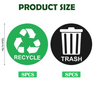 8 Pcs Recycle Sticker for Trash Can Large Trash Sticker Sign Recycling Sticker Self-Adhesive Vinyl Garbage Trash Recycle Stickers Recycling Signs Recycle Decals for Trash Can Home Office Bars