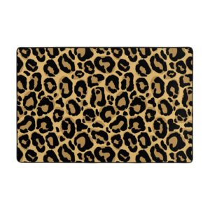 jbofyee brown leopard texture area rug non-slip soft microfiber washable inside floor mats throw rugs carpet for living room bedroom office dorm home decor, 36x24 mat