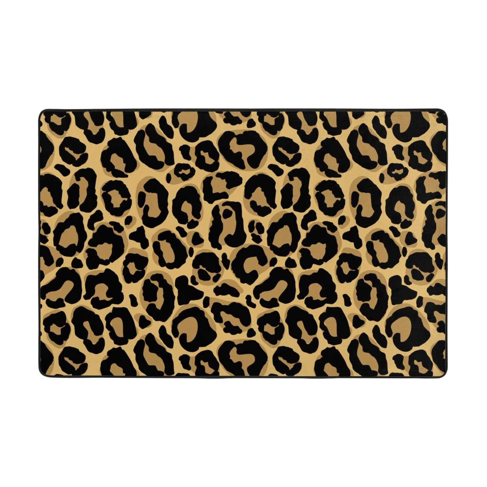 Jbofyee Brown Leopard Texture Area Rug Non-Slip Soft Microfiber Washable Inside Floor Mats Throw Rugs Carpet for Living Room Bedroom Office Dorm Home Decor, 36x24 Mat