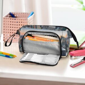 Yasala Pencil Case New York City Pen Pouch Holder Art Kits Storage Bag Cosmetic Organizer Carrying Case for Office Supplies Travel Bag for Makeup Large Stationary Bag with Handle