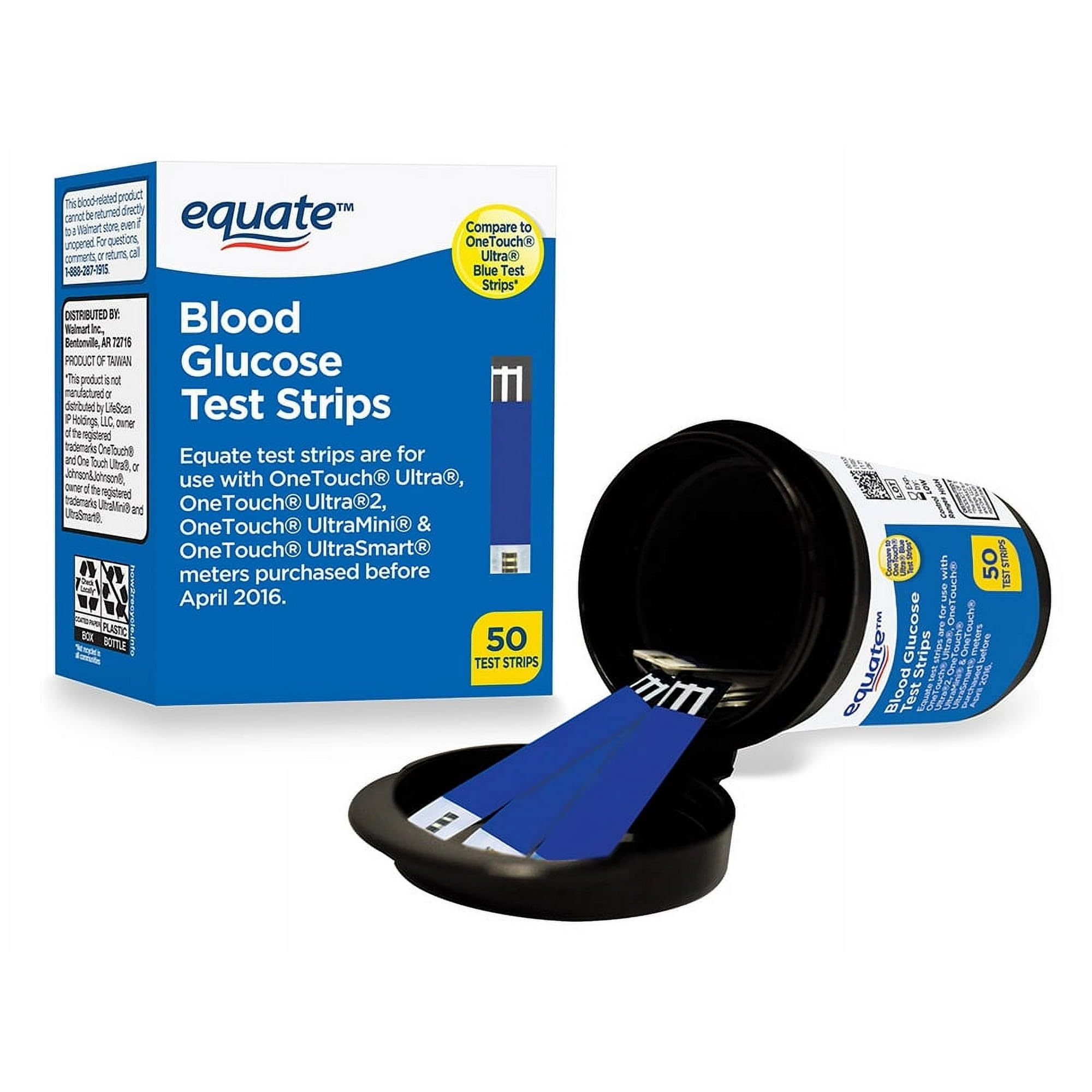 Equate Diabetic Blood Sugar Test Strips - 50ct (Pack of 1) - Accurate Glucose Testing for Diabetes Control, Boxed by Fusion Shop Store