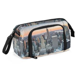 yasala pencil case new york city pen pouch holder art kits storage bag cosmetic organizer carrying case for office supplies travel bag for makeup large stationary bag with handle