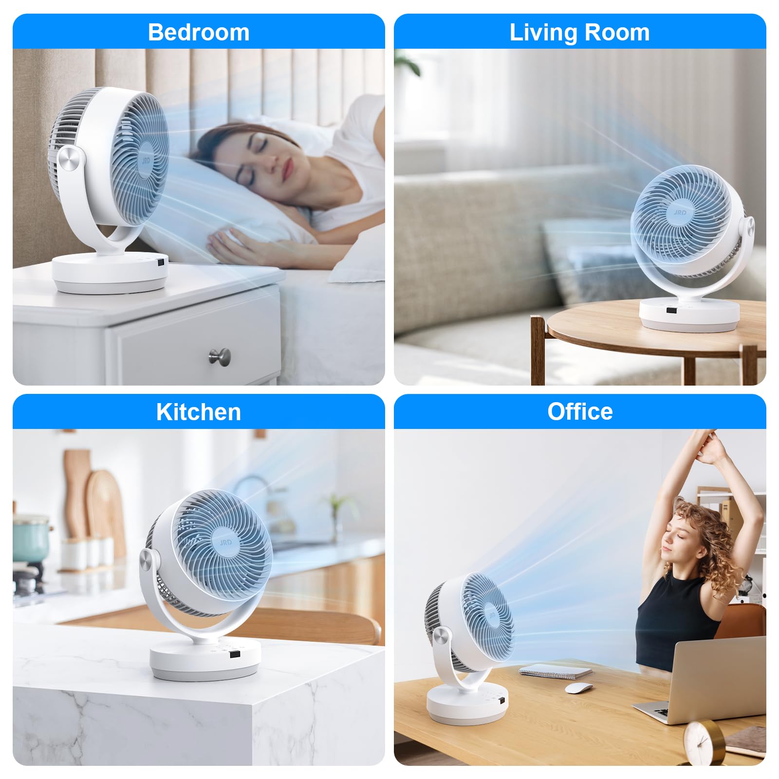 Air Circulator Fan for Bedroom, 13Inch 28dB Quiet Table Fan with 3 Speed, Remote Control, 90° Oscillating Fan with 7H Timer, 120° Adjustable Tilt, Powerful Desk Fan for Whole Room Home Office