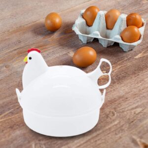 Generic Egg Steamer, Chicken Shape Microwave Egg Maker, Egg Scrambler with 4 Eggs Capacity | Eggs Poaching Tray Gadget, Egg Boiler Steamer Tool for Hard Boiled Eggs Poached Eggs Scrambled Eggs