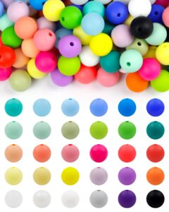 180pcs fiveizero silicone beads, 30 colors 12mm silicone beads focal beads rubber round beads mixed color silicone lentil beads bulk for diy and keychain accessories silicone beads crafts making