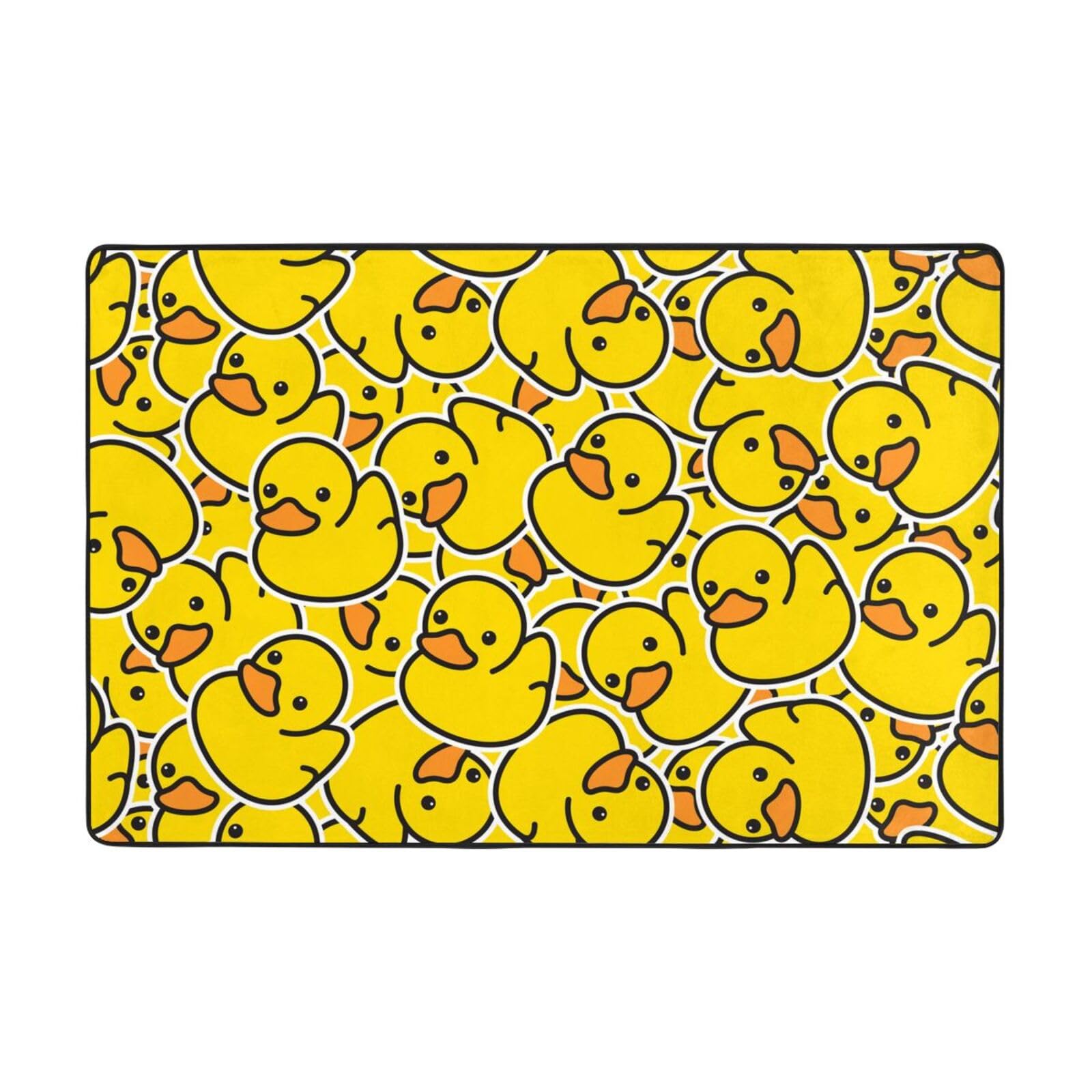 Jbofyee Cute Rubber Ducky Area Rug Non-Slip Soft Microfiber Washable Inside Floor Mats Yellow Cartoon Ducks Throw Rugs Carpet for Living Room Bedroom Office Dorm Home Decor, 36x24 Mat