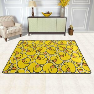 Jbofyee Cute Rubber Ducky Area Rug Non-Slip Soft Microfiber Washable Inside Floor Mats Yellow Cartoon Ducks Throw Rugs Carpet for Living Room Bedroom Office Dorm Home Decor, 36x24 Mat