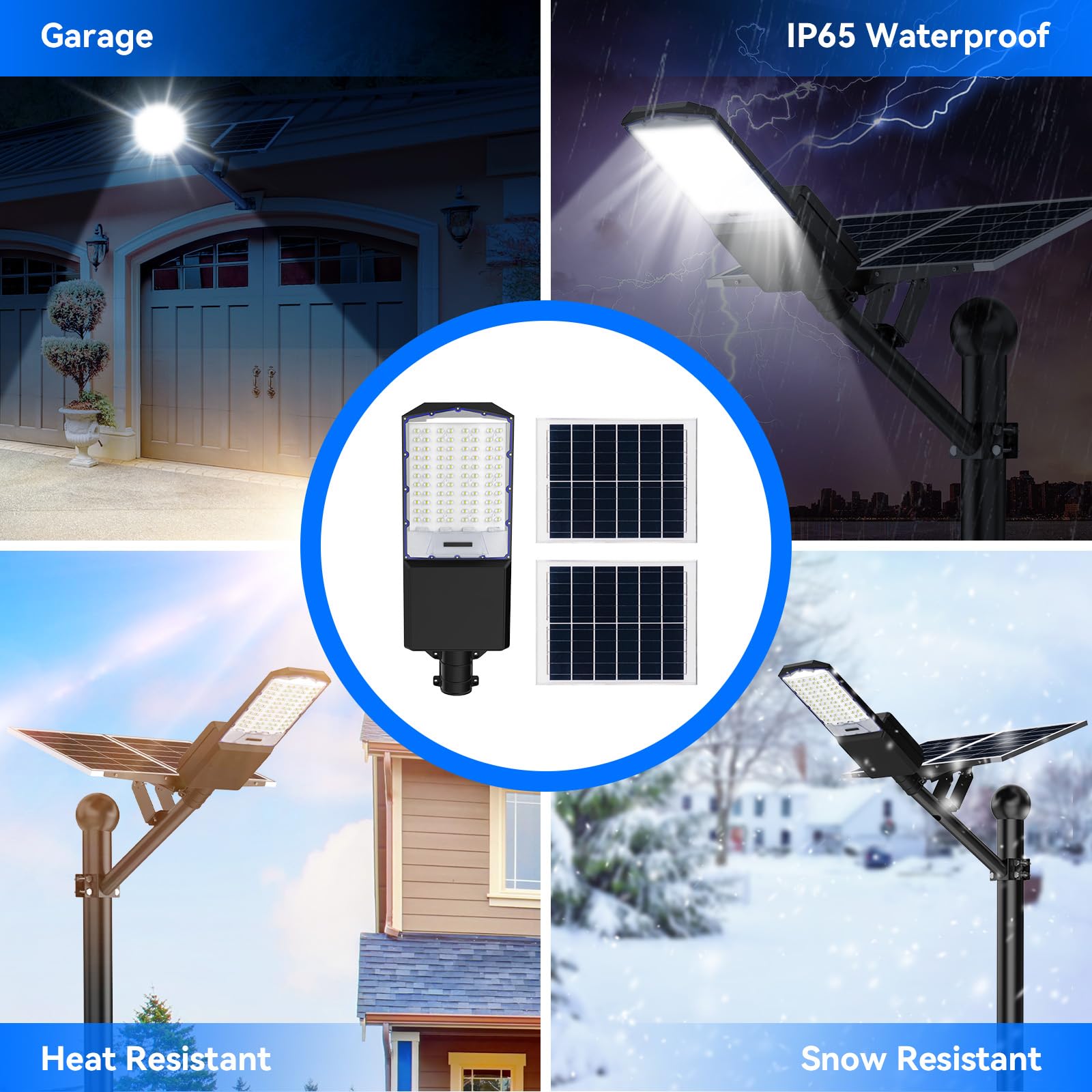 2-Pack 5000W Solar Street Lights Outdoor - LED 180000LM Waterproof Dusk to Dawn Flood Lights with Motion Sensor, 6700K Solar Parking Lot Lights Ideal for Commercial & Security Outdoor Lighting