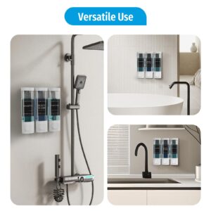 Xlxker Shower Soap Dispenser Wall Mounted No Drill, 3 Chamber Shampoo and Conditioner Dispenser for Bathroom Hotel Large Capacity