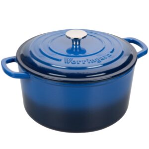 VORRINGARD Enameled Cast Iron Dutch Oven Pot with Lid, for Sourdough Bread Baking, Round Dutch Ovens, 6 Quart, Blue