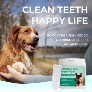 xuepett Dog Teeth Cleaning Wipes 50 Pack, Reduces Plaque and Freshens Breath, Dog Dental Wipes Dog Tooth Brushing Kit, No-Rinse Dog Toothbrush Finger Wipes Dental Care for Dogs Cats