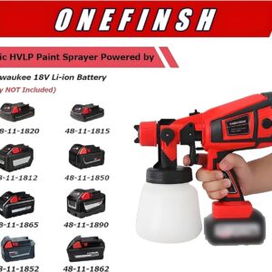 onefinsh Paint Sprayer for Milwaukee M18 18V Battery, Cordless Paint Sprayer,Electric Spray Paint Gun for Home Interior and Exterior, House Painting,(No Battery)