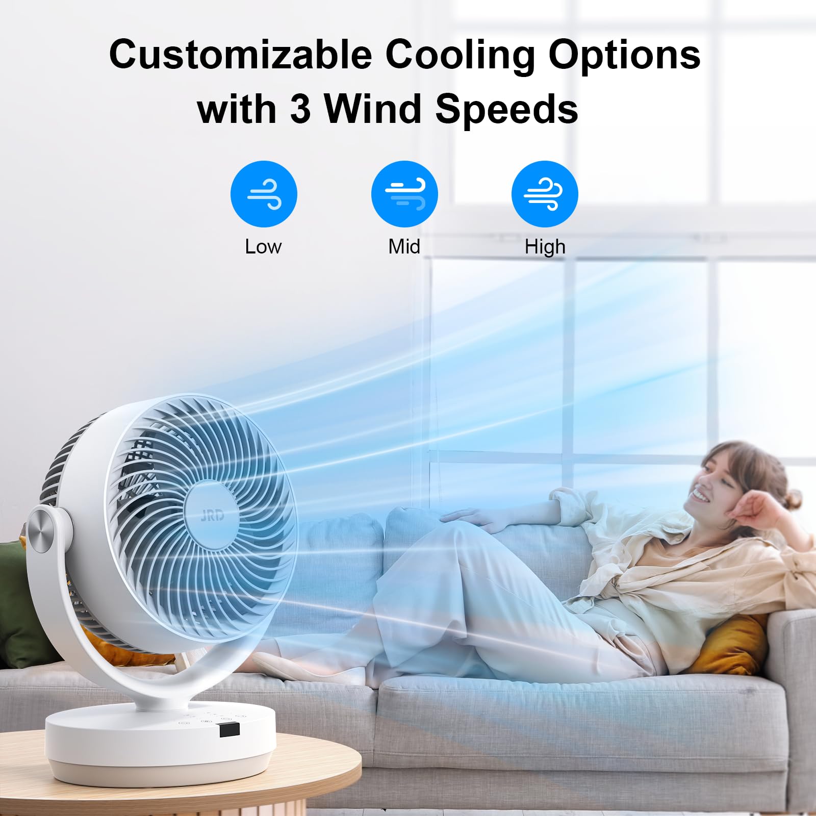 Air Circulator Fan for Bedroom, 13Inch 28dB Quiet Table Fan with 3 Speed, Remote Control, 90° Oscillating Fan with 7H Timer, 120° Adjustable Tilt, Powerful Desk Fan for Whole Room Home Office